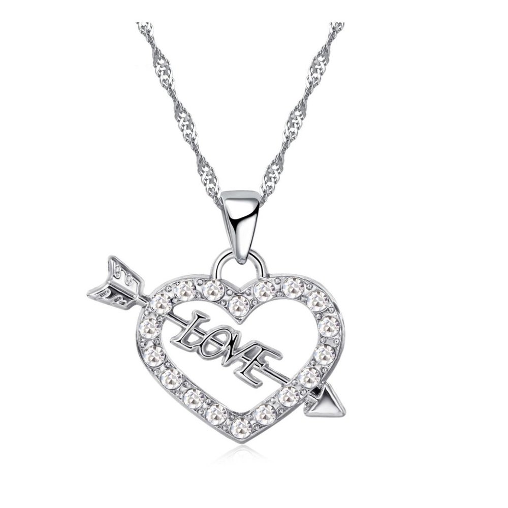 Elegant Heart Drop Ensemble: 925 Sterling Silver Necklace & Earrings Combo - Picture 2 of 3